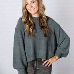 Avenly Oversized Balloon Sleeve Sweater - Ash Jade