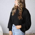 Avenly Oversized Balloon Sleeve Sweater - Black