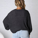 Avenly Oversized Balloon Sleeve Sweater - Charcoal - FINAL SALE