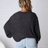 Avenly Oversized Balloon Sleeve Sweater - Charcoal - FINAL SALE