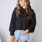 Avenly Oversized Balloon Sleeve Sweater - Charcoal - FINAL SALE