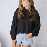 Avenly Oversized Balloon Sleeve Sweater - Charcoal - FINAL SALE