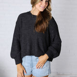 Avenly Oversized Balloon Sleeve Sweater - Charcoal - FINAL SALE