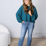 Avenly Oversized Balloon Sleeve Sweater - Ocean Teal - FINAL SALE