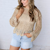 Averie Crochet Knit Top - Natural