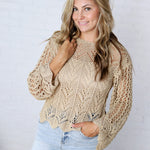 Averie Crochet Knit Top - Natural