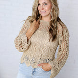 Averie Crochet Knit Top - Natural