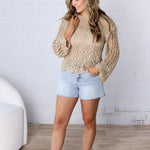Averie Crochet Knit Top - Natural