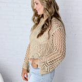 Averie Crochet Knit Top - Natural