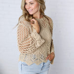 Averie Crochet Knit Top - Natural