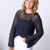 Averie Crochet Knit Top - Navy