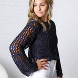 Averie Crochet Knit Top - Navy
