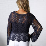 Averie Crochet Knit Top - Navy