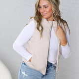 Axtyn Soft Touch Puffer Vest – Beige
