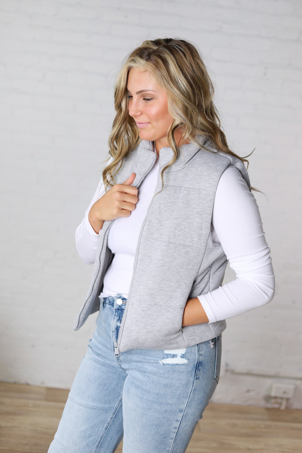 Axtyn Soft Touch Puffer Vest – H Grey FINAL SALE