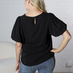 Ayla Short Sleeve Bubble Blouse - Black