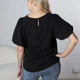 Ayla Short Sleeve Bubble Blouse - Black