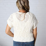 Azaria Cable Knit Short Sleeve Sweater - Oatmeal