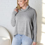 Baila Turtle Cowl Neck Long Sleeve - Heather Grey