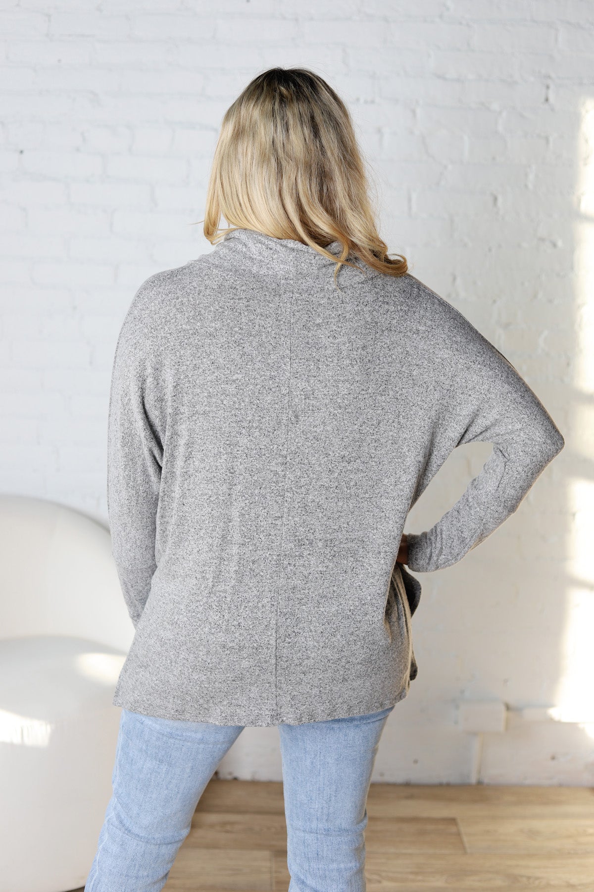 Baila Turtle Cowl Neck Long Sleeve - Heather Grey