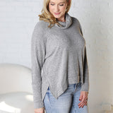 Baila Turtle Cowl Neck Long Sleeve - Heather Grey