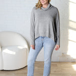 Baila Turtle Cowl Neck Long Sleeve - Heather Grey FINAL SALE