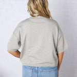 Bailey Mock Neck Short Sleeve Sweater - H Grey