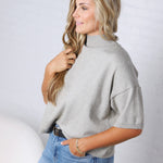 Bailey Mock Neck Short Sleeve Sweater - H Grey
