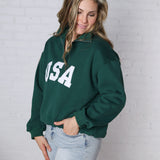 Bailey Quarter Zip USA Sweatshirt - Forest