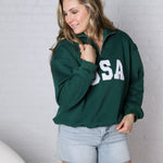 Bailey Quarter Zip USA Sweatshirt - Forest