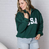 Bailey Quarter Zip USA Sweatshirt - Forest