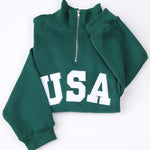 Bailey Quarter Zip USA Sweatshirt - Forest