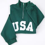 Bailey Quarter Zip USA Sweatshirt - Forest