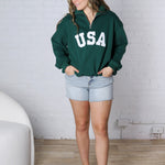 Bailey Quarter Zip USA Sweatshirt - Forest