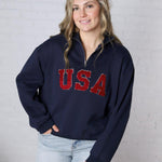 Bailey Quarter Zip USA Sweatshirt - Navy