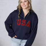 Bailey Quarter Zip USA Sweatshirt - Navy