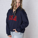 Bailey Quarter Zip USA Sweatshirt - Navy