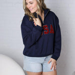 Bailey Quarter Zip USA Sweatshirt - Navy