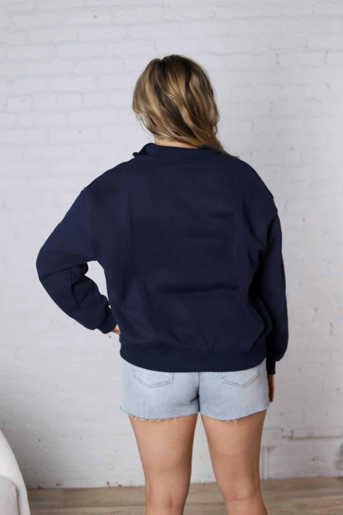 Bailey Quarter Zip USA Sweatshirt - Navy