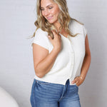 Baylee Raw Edge Sleeveless Knit Cardigan Sweater - Cream