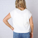 Baylee Raw Edge Sleeveless Knit Cardigan Sweater - Cream