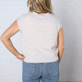 Baylee Raw Edge Sleeveless Knit Cardigan Sweater - Taupe