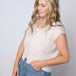 Baylee Raw Edge Sleeveless Knit Cardigan Sweater - Taupe