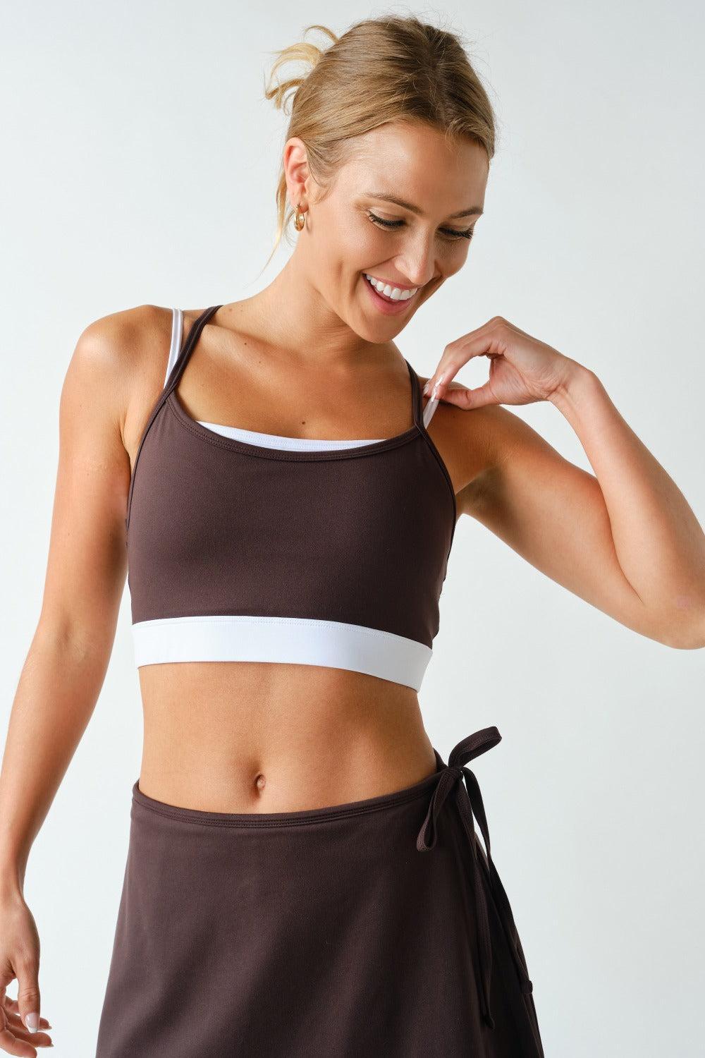 Becca Venice Double Strap Sports Bra - Coffee Bean