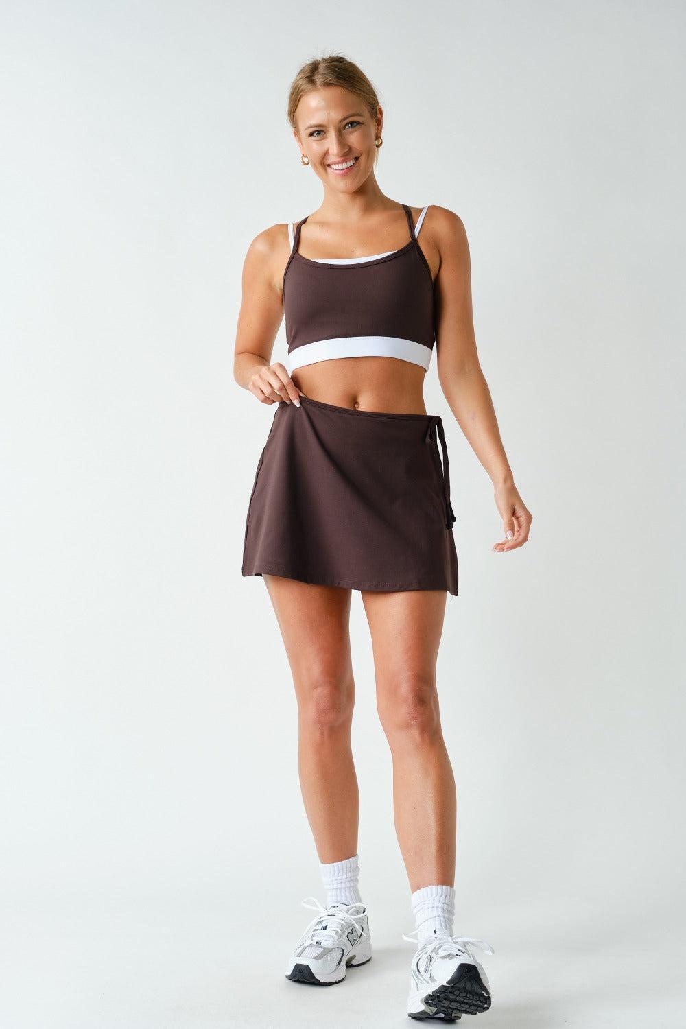 Becca Venice Double Strap Sports Bra - Coffee Bean