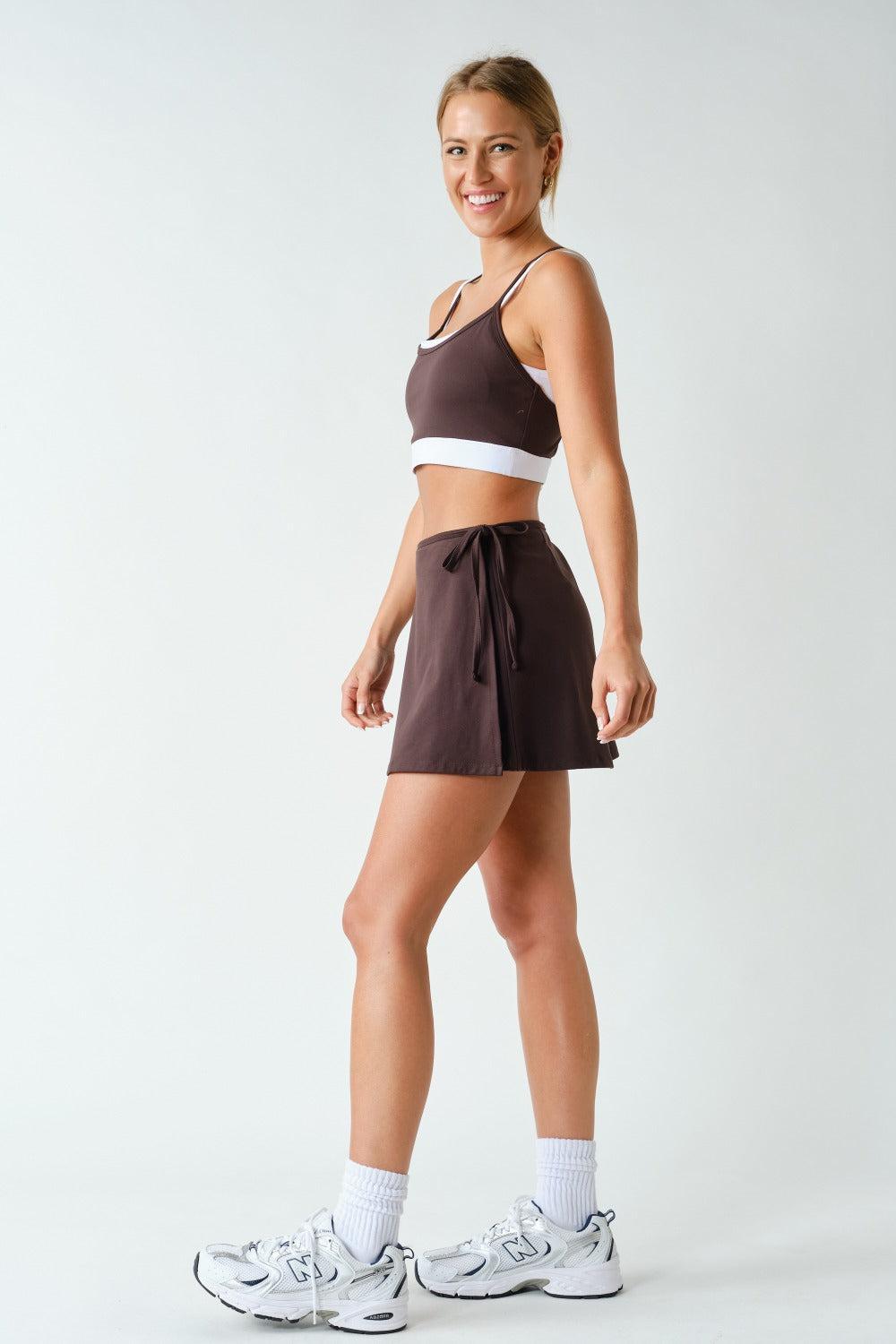 Becca Venice Double Strap Sports Bra - Coffee Bean