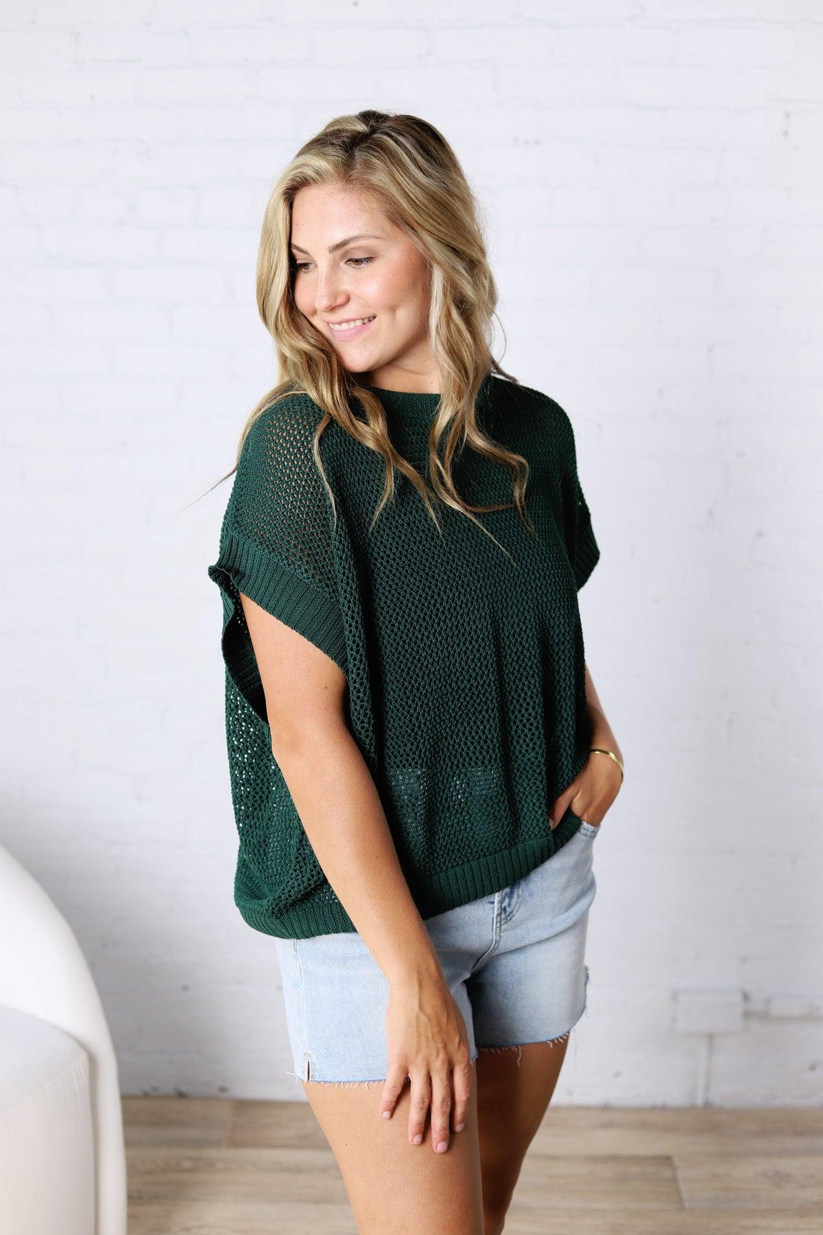 Bellara Sheer Loose Fit Sweater - Juniper Green