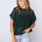 Bellara Sheer Loose Fit Sweater - Juniper Green
