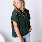 Bellara Sheer Loose Fit Sweater - Juniper Green FINAL SALE