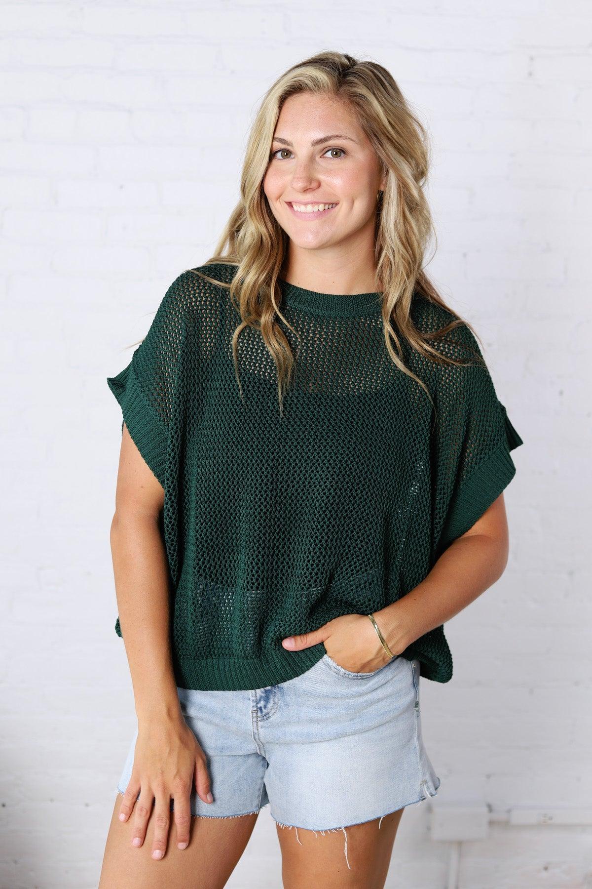 Bellara Sheer Loose Fit Sweater - Juniper Green